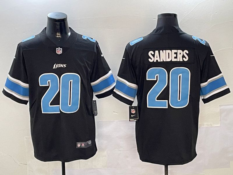 Men Detroit Lions #20 Sanders Black Second generation 2024 Nike Limited NFL Jersey style 1